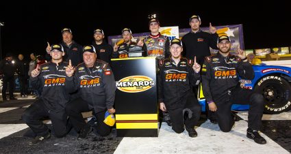Sam Mayer, driver of the #21 Spencer Clark Foundation Chevrolet, poses for a team photo following the Star Nursery 150 ARCA Menards Series West Race at The Bullring at Las Vegas Motor Speedway in Las Vegas on Thursday, Feb. 20, 2020. Miranda Alam