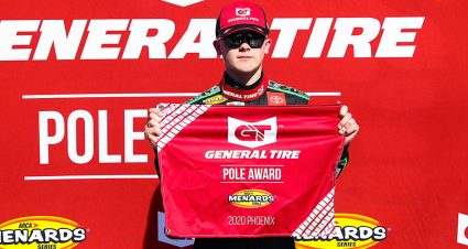 PHOENIX, AZ - MARCH 06:   Hailie Deegan, driver of the #4 Toter Ford,  wins the pole award before the ARCA Menards General Tire 150 on March 6, 2020 at Phoenix Raceway in Phoenix, Arizona. (Adam Glanzman/ARCA Racing)