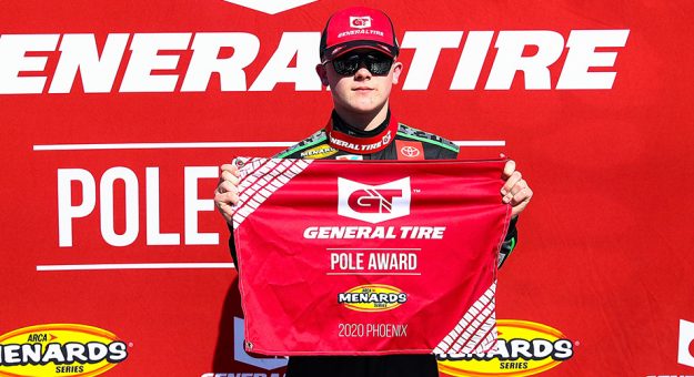 PHOENIX, AZ - MARCH 06:   Hailie Deegan, driver of the #4 Toter Ford,  wins the pole award before the ARCA Menards General Tire 150 on March 6, 2020 at Phoenix Raceway in Phoenix, Arizona. (Adam Glanzman/ARCA Racing)
