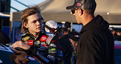 Jesse Love, driver of the #19 MAPA Power Premium Plus Toyota, gets into his car for qualifying ahead of the Star Nursery 150 ARCA Menards Series West Race at The Bullring at Las Vegas Motor Speedway in Las Vegas on Thursday, Feb. 20, 2020. Miranda Alam