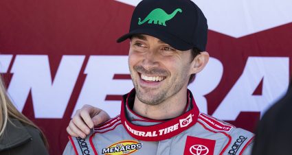 Michael Self at the General Tire Pole Award presentation during qualifying for the Lucas Oil 200 Driven By General Tire for the ARCA Menards Series at Daytona International Speedway on Friday, Feb. 8, 2020.
