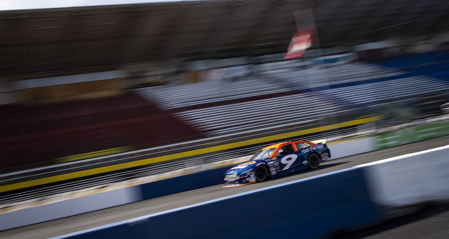 During the ENEOS/NAPA Auto Parts 100 for the ARCA Menards Series on August 7, 2020 at at Evergreen Speedway in Monroe, Washington. Blaine Perkins #9, driver of the Sunrise Ford, took first place. (Lindsey Wasson/ARCA Racing)