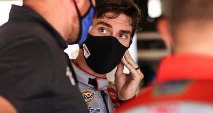 Michael Self driver of the #25 Sinclair Lubricants Toyota looks on after practice before the ARCA Menards Series General Tire 100 at the Daytona International Speedway Road Course in Daytona Beach, Florida on August 14, 2020. (James Gilbert/ARCA Racing)