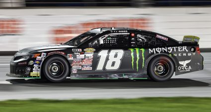 Ty Gibbs driver of the #18 Monster-Terrible Herbst-ORCA Toyota races during the ARCA Menards Series General Tire 100 at the Daytona International Speedway Road Course in Daytona Beach, Florida on August 14, 2020. (James Gilbert/ARCA Racing)