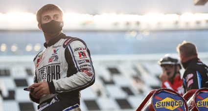 Bret Holmes driver of the #23 Holmes II Excavation Chevrolet looks on before the ARCA Menards Series General Tire 100 at the Daytona International Speedway Road Course in Daytona Beach, Florida on August 14, 2020. (James Gilbert/ARCA Racing)