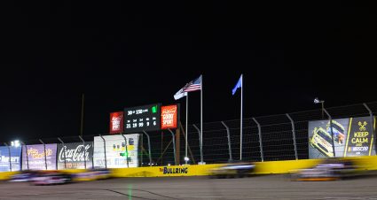 Cars race during the Star Nursery 150 ARCA Menards Series West Race at The Bullring at Las Vegas Motor Speedway in Las Vegas on Thursday, Feb. 20, 2020. Miranda Alam