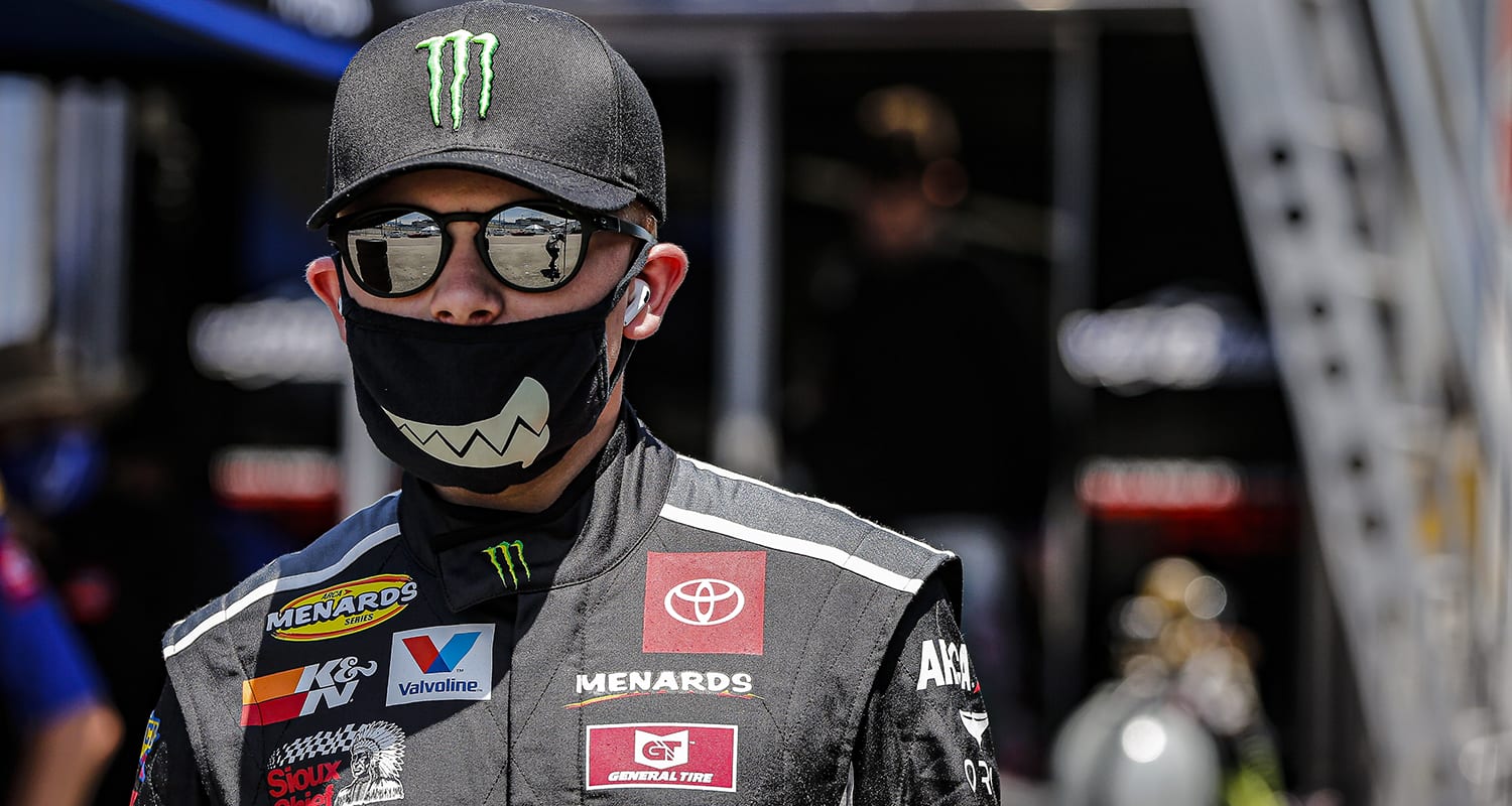 Ty Gibbs, driver of the #18 Monster Energy-Terrible Herbst-ORCA Toyota during the Shore Lunch 150 for the ARCA Menards Racing Series at Iowa Speedway on Saturday, July 18, 2020. (Barry Cantrell/ARCA Racing)