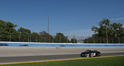 Ty Gibbs, driver of the No. 18 Joe Gibbs Racing Toyota, races during the Sprecher 150 for the ARCA Menards Series at the Milwaukee Mile in West Allis, Wisconsin, on Aug. 29, 2021. (Patrick McDermott/ARCA Racing)