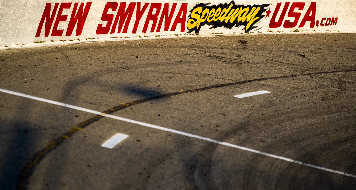 A general view during night 1 of the World Series of Asphalt Stock Car Racing event at New Smyrna Speedway in New Smyrna, Florida on February 11, 2022. (Adam Glanzman/NASCAR)