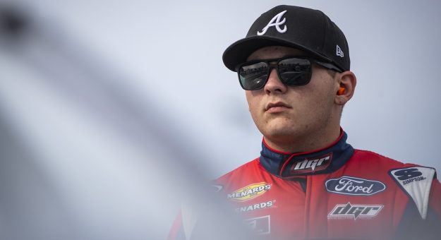 Taylor Gray, driver of the #17 Place Of Hope Ford, before the Race to Stop Suicide 200 presented by Place of Hope for the ARCA Menards Series East during of the World Series of Asphalt Stock Car Racing event at New Smyrna Speedway in New Smyrna, Florida on February 15, 2022. (Adam Glanzman/NASCAR)