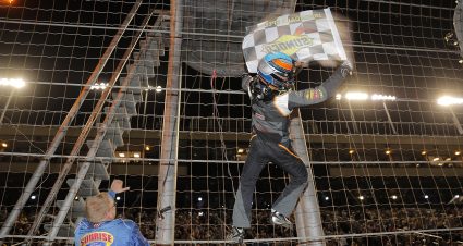 Sarah Burgess walks out of a trailer prior to the NAPA Auto Parts 150 presented by West Coast Stock Car Hall of Fame for the ARCA Menards Series West at Irwindale Speedway in Irwindale, California on March 26, 2022. (Michael Owens/ARCA Racing)
