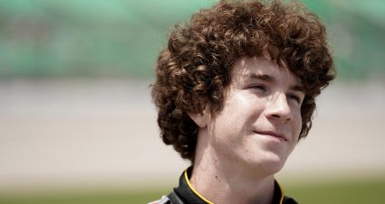 Daniel Dye #43, GMS Chevrolet, waits for the start of the Dutch Boy 150 for the ARCA Menards Series at Kansas Speedway on May 14, 2022 in Kansas City, Kansas. (Ed Zurga/ARCA Racing)