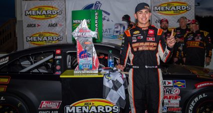 Sammy Smith, driver of the #18 TMC Toyota, during the Zinsser Smart Coat 200 for the ARCA Menards Series at Berlin Raceway in Marne, Michigan on June 18, 2022. (Eric Bronson/ARCA Racing)