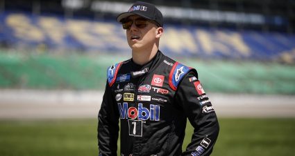 KANSAS CITY, KANSAS - MAY 14:  John Hunter Nemechek, driver of the #4 Mobil 1 Toyota, looks on during qualifying for the NASCAR Camping World Truck Series Heart of America 200 at Kansas Speedway on May 14, 2022 in Kansas City, Kansas. (Photo by Chris Graythen/Getty Images) | Getty Images