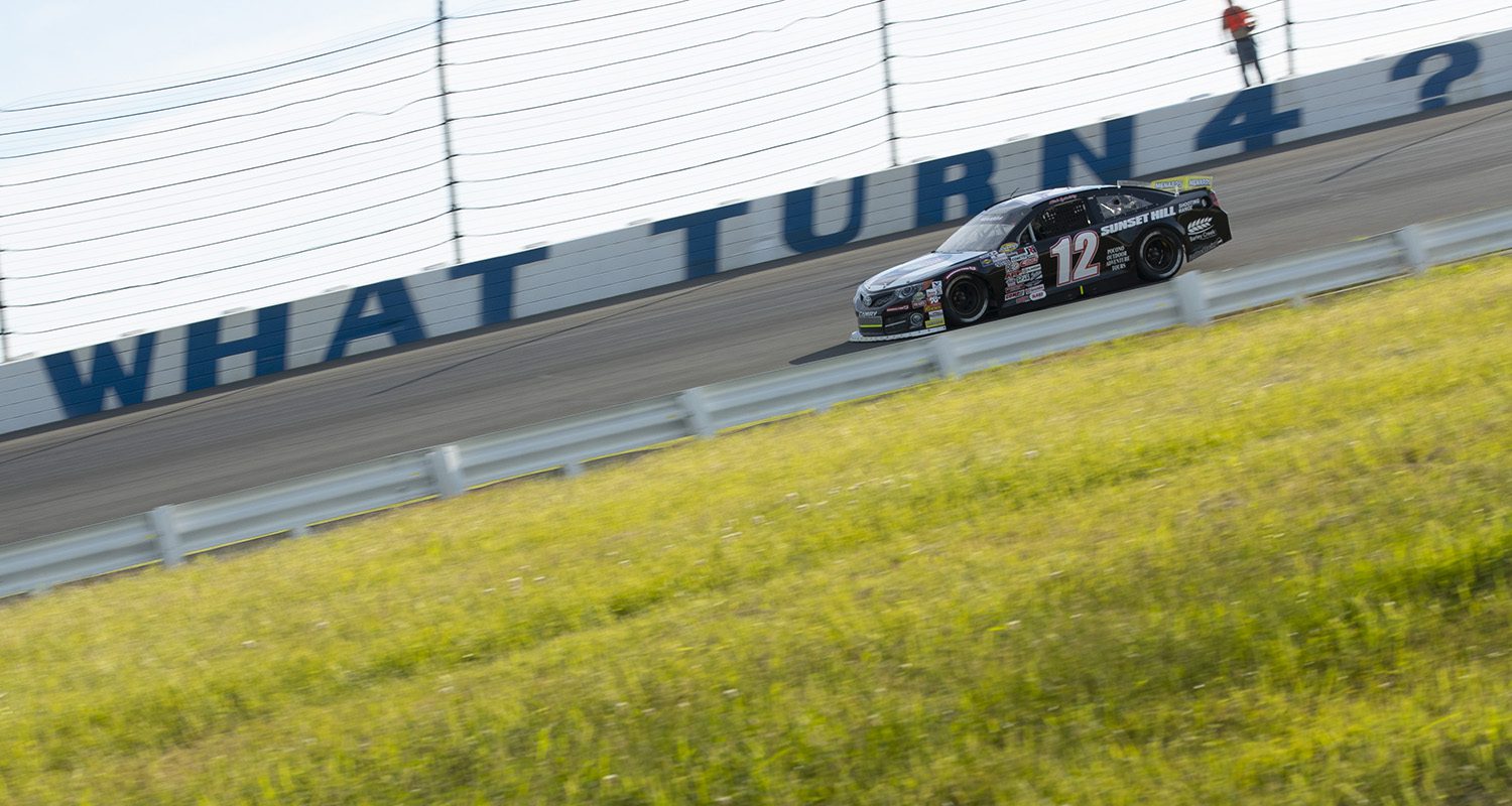 Nick Igdalsky, driver of the #12 Pocono Reg Police Fndtn-Sunset Hill Shooting Range Toyota, competes in the General Tire #AnywhereIsPossible 200 for the ARCA Menards Series at Pocono Raceway in Long Pond, Pennsylvania on June 25, 2021. (Mitchell Leff/ARCA Racing)