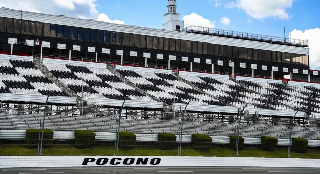 A general view of the stands before the General Tire #AnywhereisPossible 200 for the ARCA Menards Series at Pocono Raceway in Long Pond, Pennsylvania on Friday, June 26, 2020. (Adam Glanzman/ARCA Racing)
