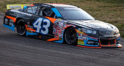 Daniel Dye, driver of the #43 Martech Services Company Chevrolet races during the Menards 250 for the ARCA Menards Series at Elko Speedway in Elko New Market, Minnesota on June 25, 2022. (Matt Krohn/ARCA Racing)
