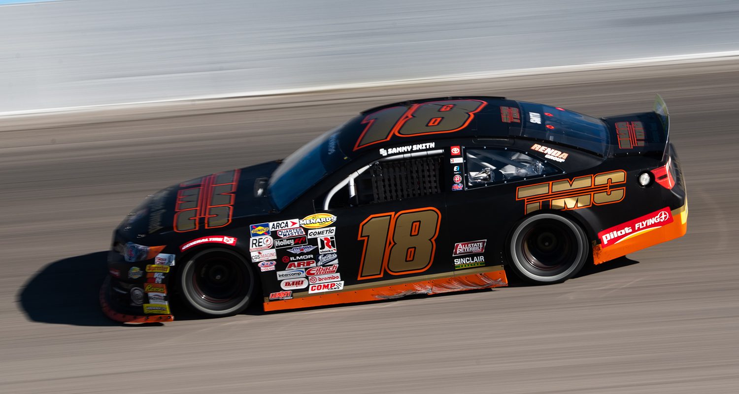 Sammy Smith, driver of the TMC Toyota, competes during the Herr’s Snacks 200 for the ARCA Menards Series at Salem Speedway in Salem, Indiana on October 1, 2022. (Emilee Chinn/ARCA Racing)
