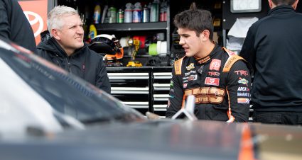Sammy Smith, driver of the #18 TMC Toyota, during the Shore Lunch 200 for the ARCA Menards Series at Toledo Speedway in Toledo, Ohio on October 8, 2022. (Luke Hales/ARCA Racing)