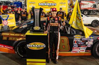 Sammy Smith, driver of the #18 TMC Toyota, wins the Bush’s Beans 200 at Bristol Motor Speedway for the ARCA Menards Series in Bristol, Tennessee on September 15, 2022. (Jacob Kupferman/ARCA Racing)