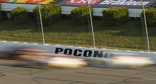 The Pocono logo during the General Tire Delivers 200 for the ARCA Menards Series at Pocono Raceway in Long Pond, Pennsylvania on July 22, 2022. (Mike Lawrence/ARCA Racing)
