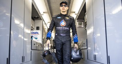 Dean Thompson, driver of the #40T Niece Motorsports Chevy, heads to the garage during ARCA Testing at Daytona International Speedway on January 14, 2022 in Daytona Beach, Florida. (Photo by James Gilbert/NASCAR)