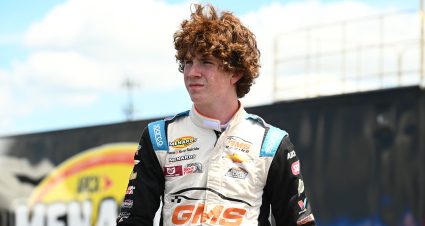Daniel Dye, driver of the #43 KIX Country/Solar Fit Chevrolet, walks down pit road after recording the fastest lap during practice prior to the Reese’s 200 for the ARCA Menards Series at Lucas Oil Indianapolis Raceway Park in Indianapolis, IN on July 29, 2022. (Ben Jackson/ARCA Racing)