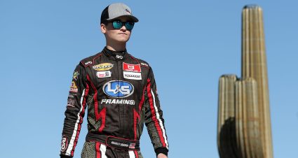 AVONDALE, ARIZONA - NOVEMBER 04: Bradley Erickson, driver of the #84 L&S Framing-Fastland Motorsports Ford, walks onstage during driver intros prior to the ARCA Menards Series West Desert Diamond Casino West Valley 100 at Phoenix Raceway on November 04, 2022 in Avondale, Arizona. (Photo by Meg Oliphant/Getty Images) | Getty Images