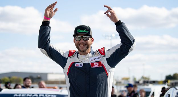 Tony Cosentino, driver of the #10 The Gutter Team Toyota, is introduced during the Shore Lunch 200 for the ARCA Menards Series at Toledo Speedway in Toledo, Ohio on October 8, 2022. (Luke Hales/ARCA Racing)