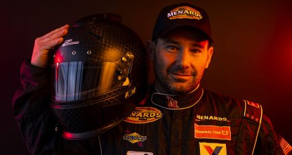 Sean Corr, driver of the #8 The Trans Group ChevroletChevrolet, poses for a portrait before the Menards 200 for the ARCA Menards Series at Daytona International Speedway in Daytona Beach, Florida on February 16, 2023. (Adam Glanzman/NASCAR)