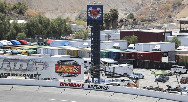 A general view of the Irwindale Speedway during the NAPA Auto Parts 150 presented by West Coast Stock Car Hall of Fame for the ARCA Menards Series West at Irwindale Speedway in Irwindale, California on July 2, 2022. (Michael Owens/ARCA Racing)