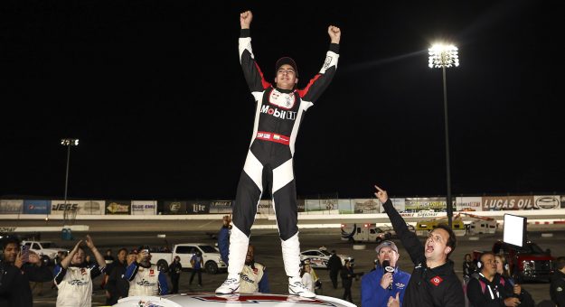 Visit Sean Hingorani earns first ARCA West victory at Irwindale Speedway page