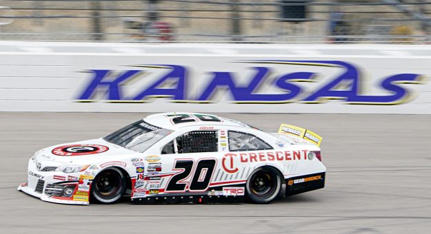Corey Heim, driver of the #20 Crescent Tools Toyota, takes a practice lap for the Kansas 150 for the ARCA Menards Series at Kansas Speedway in Kansas City, Kansas on September 10, 2022. (Ed Zurga/ARCA Racing)