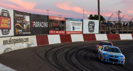 Colton Collins, driver of the #7 Red Tide Canopies-Coble Enterprises-CCM Chevrolet  races during the Menards 250 for the ARCA Menards Series at Elko Speedway in Elko New Market, Minnesota on June 25, 2022. (Matt Krohn/ARCA Racing)