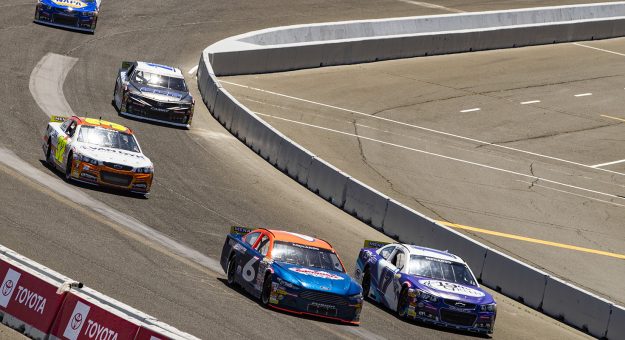 Cars in action during the General Tire 200 for the ARCA Menards Series West at at Sonoma Raceway in Sonoma, California on June 11, 2022. (Adam Glanzman)