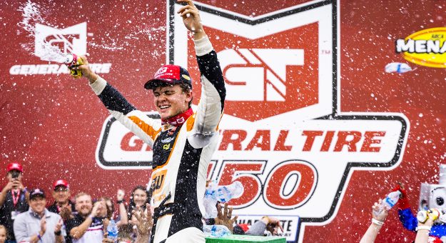 Visit Jesse Love holds on in General Tire 150 for third straight ARCA win page