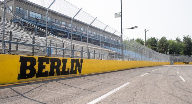 The empty track ahead of the Money in the Bank 150 at Berlin Raceway in Marne, Michigan on June 7, 2023. (Emily Elconin/NASCAR)