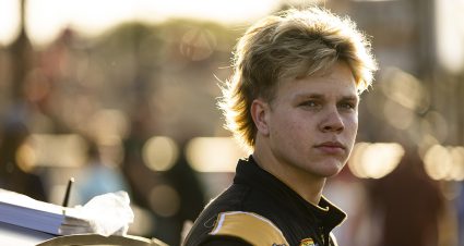 Tyler Reif, driver of the #41 Power Gen Components-Stoneyís Ford, looks on during the Pensacola 200 for the ARCA Menards Series East in Pensacola, Florida on March 25, 2023. (Adam Glanzman/ARCA Racing)