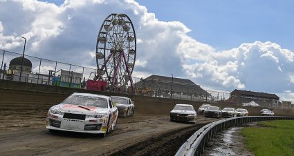 Jesse Love, driver of the #20 JBL Toyota, drives during the Atlas 100 for the ARCA Menards Series at the Illinois State Fairgrounds in Springfield, Illinois on August 21, 2022. (Jeff Curry/ARCA Racing)