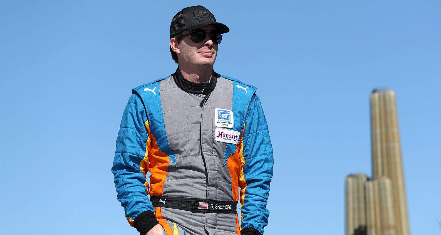 AVONDALE, ARIZONA - NOVEMBER 04: Buddy Shepherd, driver of the #17 H&M’s Body Works & Towing-MMI Toyota, walks onstage during driver intros prior to the ARCA Menards Series West Desert Diamond Casino West Valley 100 at Phoenix Raceway on November 04, 2022 in Avondale, Arizona. (Photo by Meg Oliphant/Getty Images) | Getty Images
