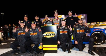 Sam Mayer, driver of the #21 Spencer Clark Foundation Chevrolet, poses for a team photo following the Star Nursery 150 ARCA Menards Series West Race at The Bullring at Las Vegas Motor Speedway in Las Vegas on Thursday, Feb. 20, 2020. Miranda Alam