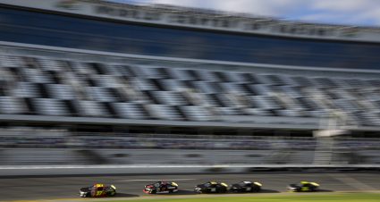 Daytona Beach, FL - January 13: A general view as cars drive during ARCA testing at Daytona International Speedway on January 13, 2023 in Daytona Beach, Florida. Photo by James Gilbert/NASCAR.
