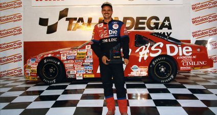 TALLADEGA, AL — October 11, 1997:  Tim Steele in victory lane at Talladega Superspeedway after winning the Winn Dixie 500K ARCA Series race.  (Photo by ISC Images & Archives via Getty Images)