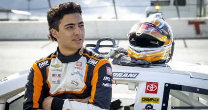 Sean Hingorani, driver of the #25 GEARWRENCH Toyota during the Shore Lunch 200 for the ARCA Menards Series at Toledo Speedway in Toledo, Ohio on October 7, 2023.