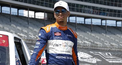 FORT WORTH, TEXAS - APRIL 01: Armani Williams, driver of the #46 Blue Sprig/Motivity Toyota, waits on the grid prior to  the NASCAR Craftsman Truck Series SpeedyCash.com 250 at Texas Motor Speedway on April 01, 2023 in Fort Worth, Texas. (Photo by Chris Graythen/Getty Images) | Getty Images