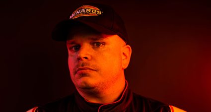 A.J. Moyer, driver of the #06 River’s Edge Cottages & RV Park Chevrolet, poses for a portrait before the Menards 200 for the ARCA Menards Series at Daytona International Speedway in Daytona Beach, Florida on February 16, 2023. (Adam Glanzman/NASCAR)