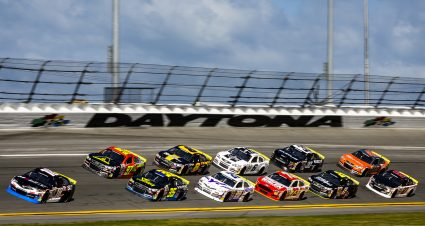 Cars in action during the ARCA Daytona 200 for the ARCA Menards Series at Daytona International Speedway in Daytona Beach, Florida on February 18, 2023. (Adam Glanzman/NASCAR)