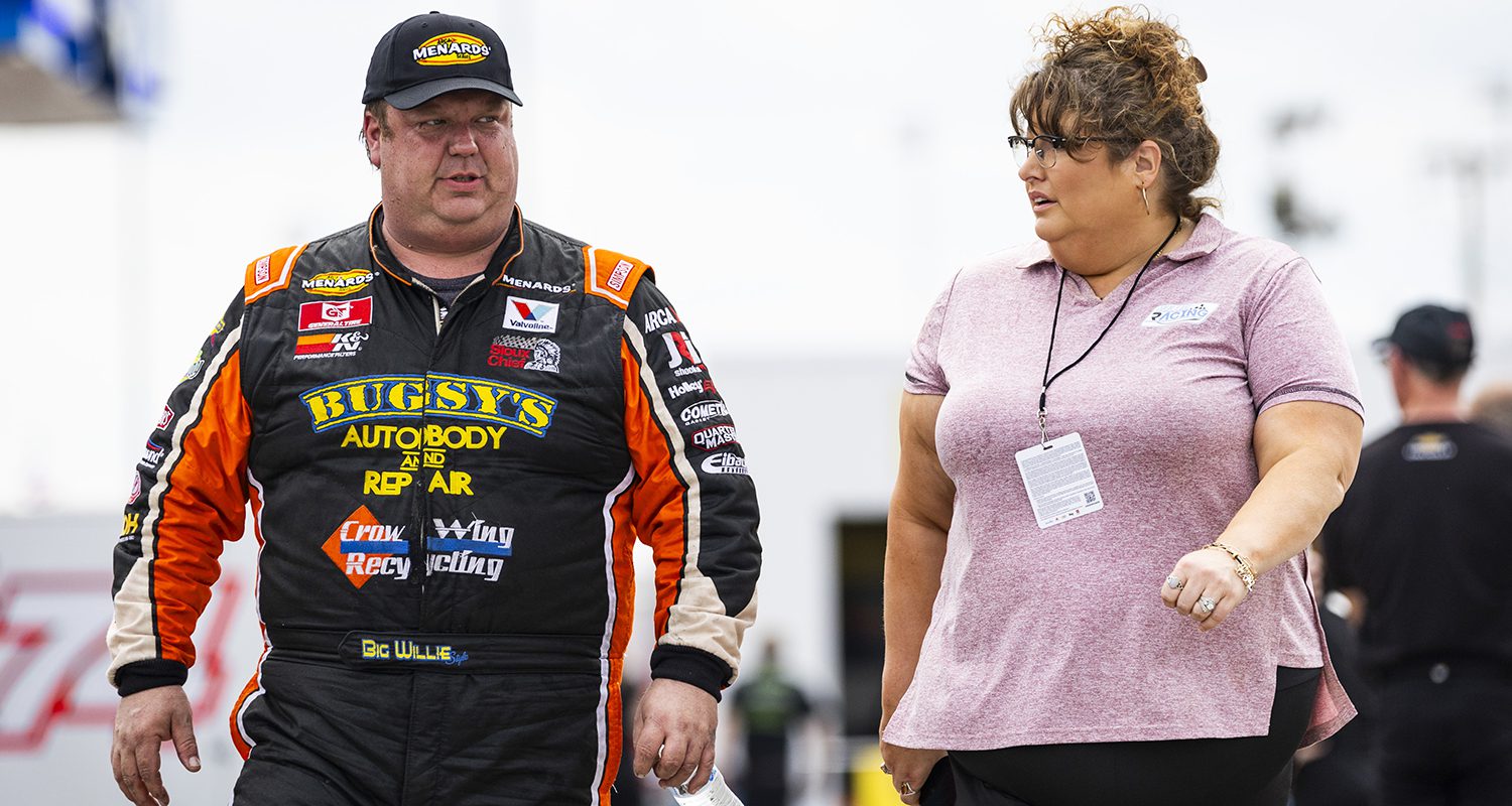 Willie Mullins, driver of the #3 CorvettePart.net-Crow Wing Recycling Ford, during qualifying for the Daytona ARCA 200 for the ARCA Menards Series at Daytona International Speedway on Feb. 16, 2024. (Adam Glanzman/NASCAR)