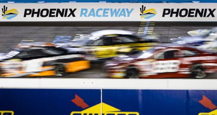Cars in action during the General Tire 150 for the ARCA Menards Series and ARCA Menards Series West at Phoenix Raceway in Avondale, Arizona, on March 10, 2023. (Adam Glanzman/ARCA Racing)