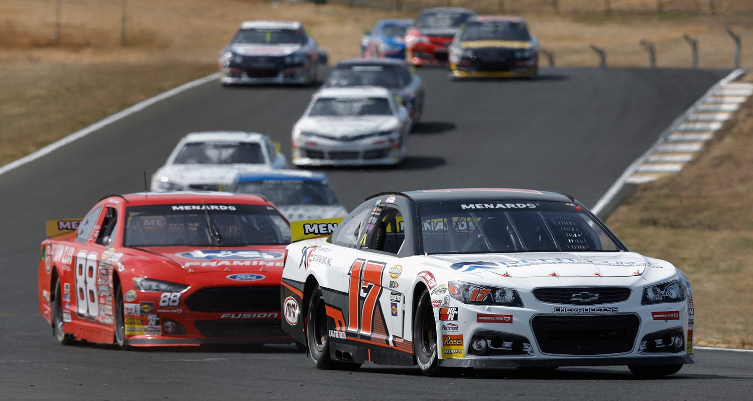 Landen Lewis driver of the #17 MMI Chevrolet races during the General Tire 200 for the ARCA Menards Series West at at Sonoma Raceway in Sonoma, California on June 9, 2023. (Lachlan Cunningham/ARCA Racing)